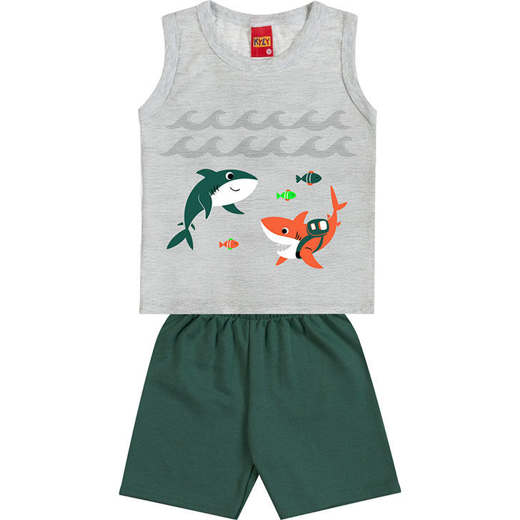 Conjunto Kyly Masculino Infantil Tubarões