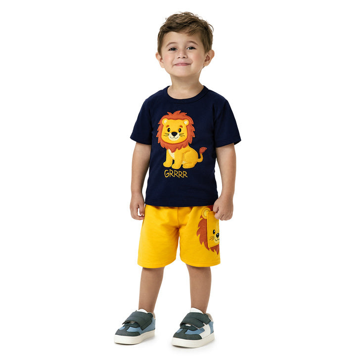 Conjunto Infantil Leão Kyly Camiseta e Short Estampa Fofa