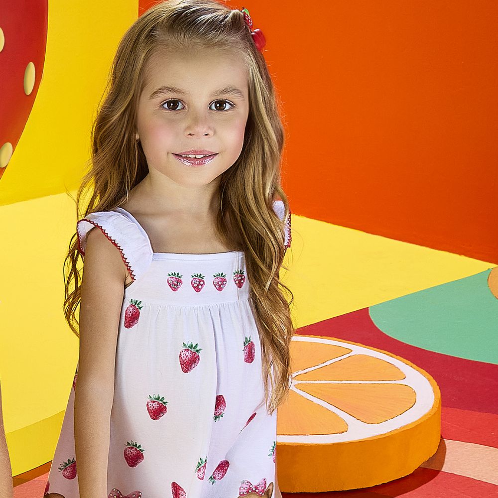Vestido Infantil Kyly Ursinha e Morangos