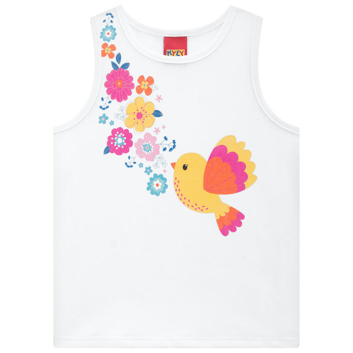 Conjunto Kyly  Infantil Feminino Passarinha E Flores