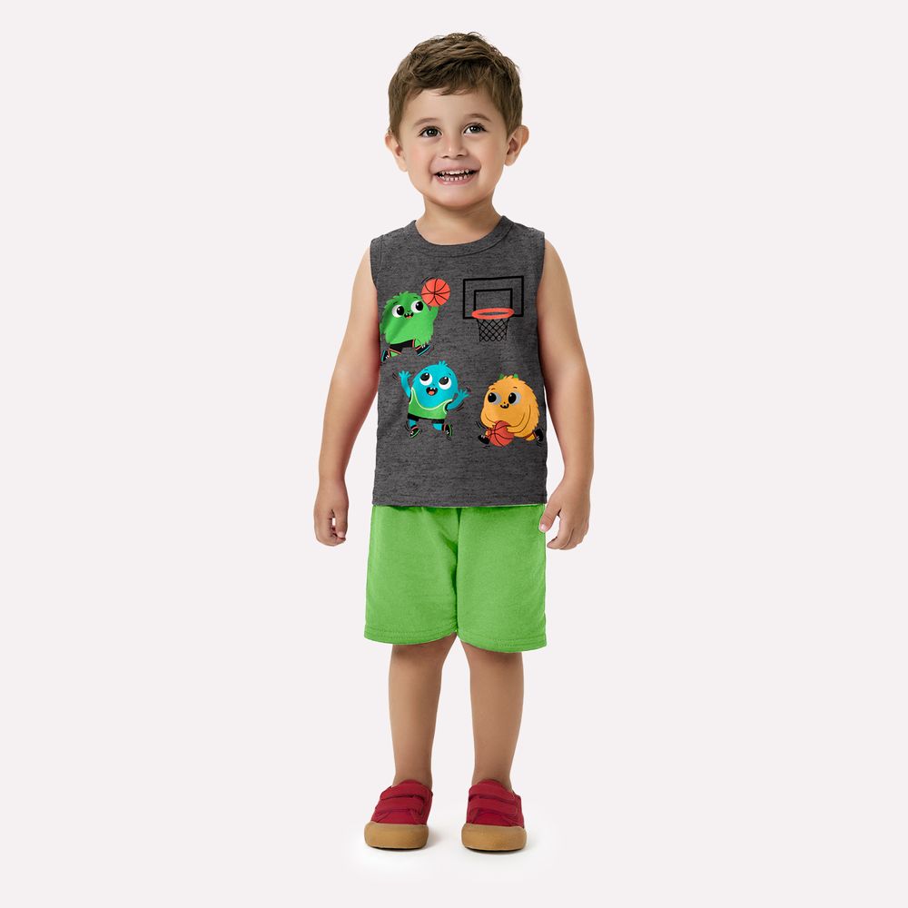 Conjunto Infantil Masculino Kyly Monstrinhos no Basquete