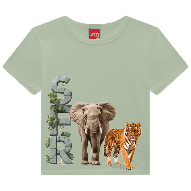 Conjunto Infantil Kyly Safari com Camiseta e Short em Tactel