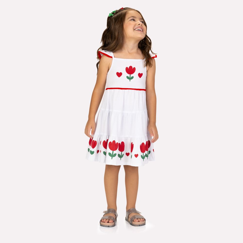 Vestido Infantil Kyly Tulipa e Corações