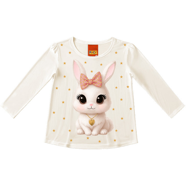 Blusa Infantil Kyly Feminina Manga Longa Coelhinha Estampada
