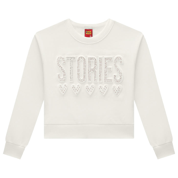 Conjunto Infantil Menina Kyly Moletom Peluciado Stories com Strass