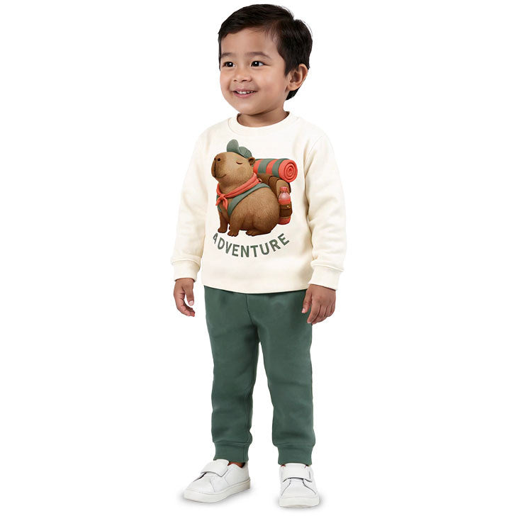Conjunto Infantil Masculino Kyly em Moletom com Estampa Capivara Adventure