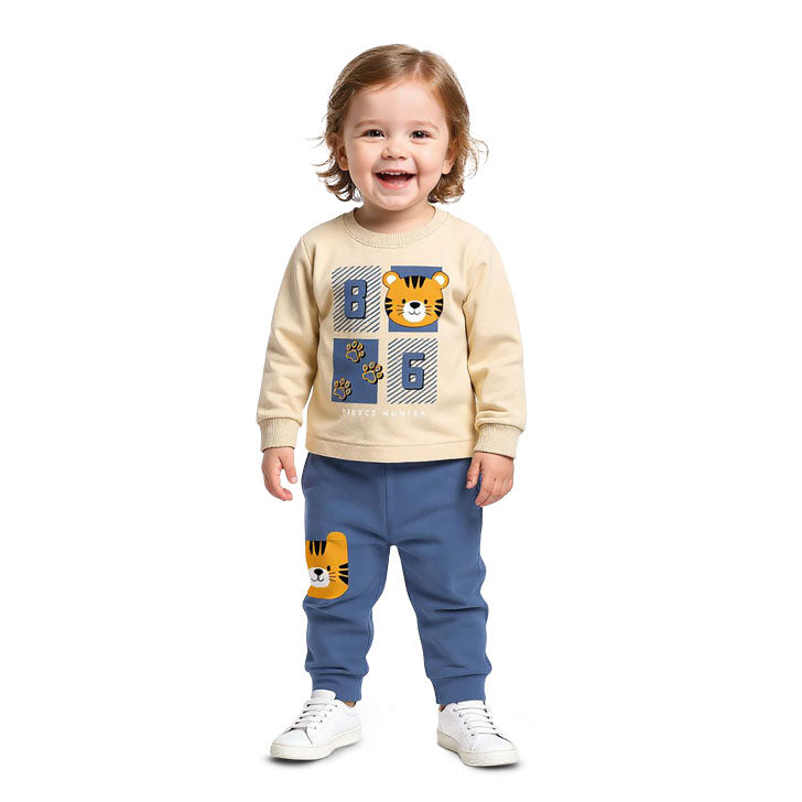 Conjunto Infantil Masculino Kyly Moletom Peluciado Fierce Hunter Tigre