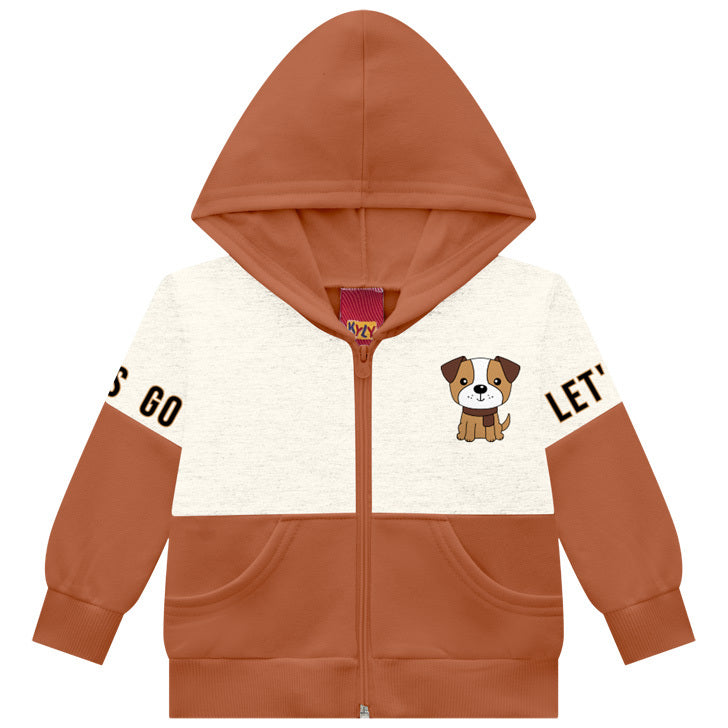Conjunto Moletom Bebê Kyly Menino Com Capuz Cachorrinho