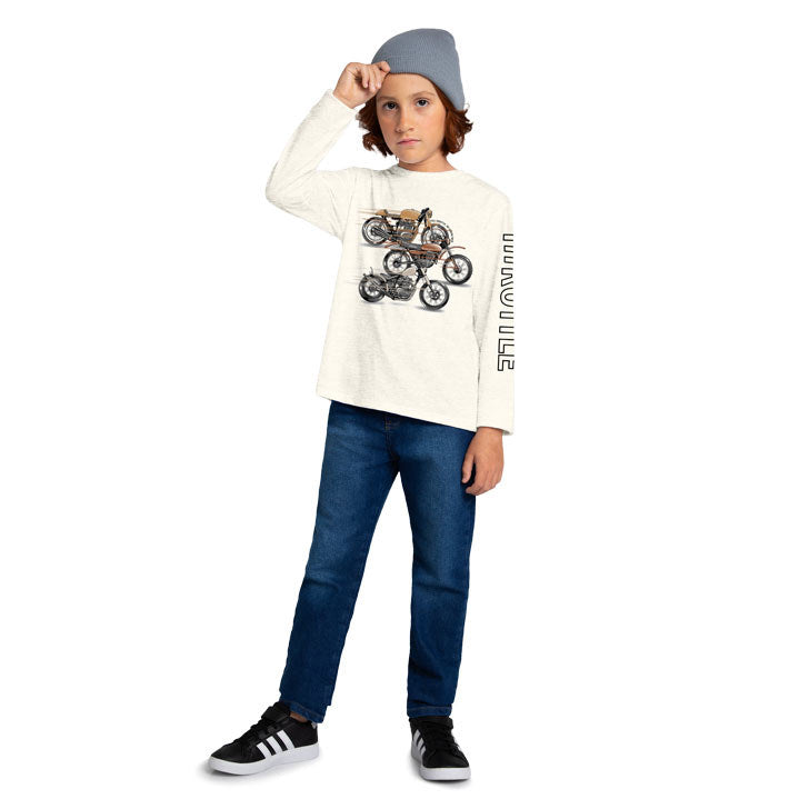 Camisa Infantil Kyly Manga Longa Moto Menino Inverno