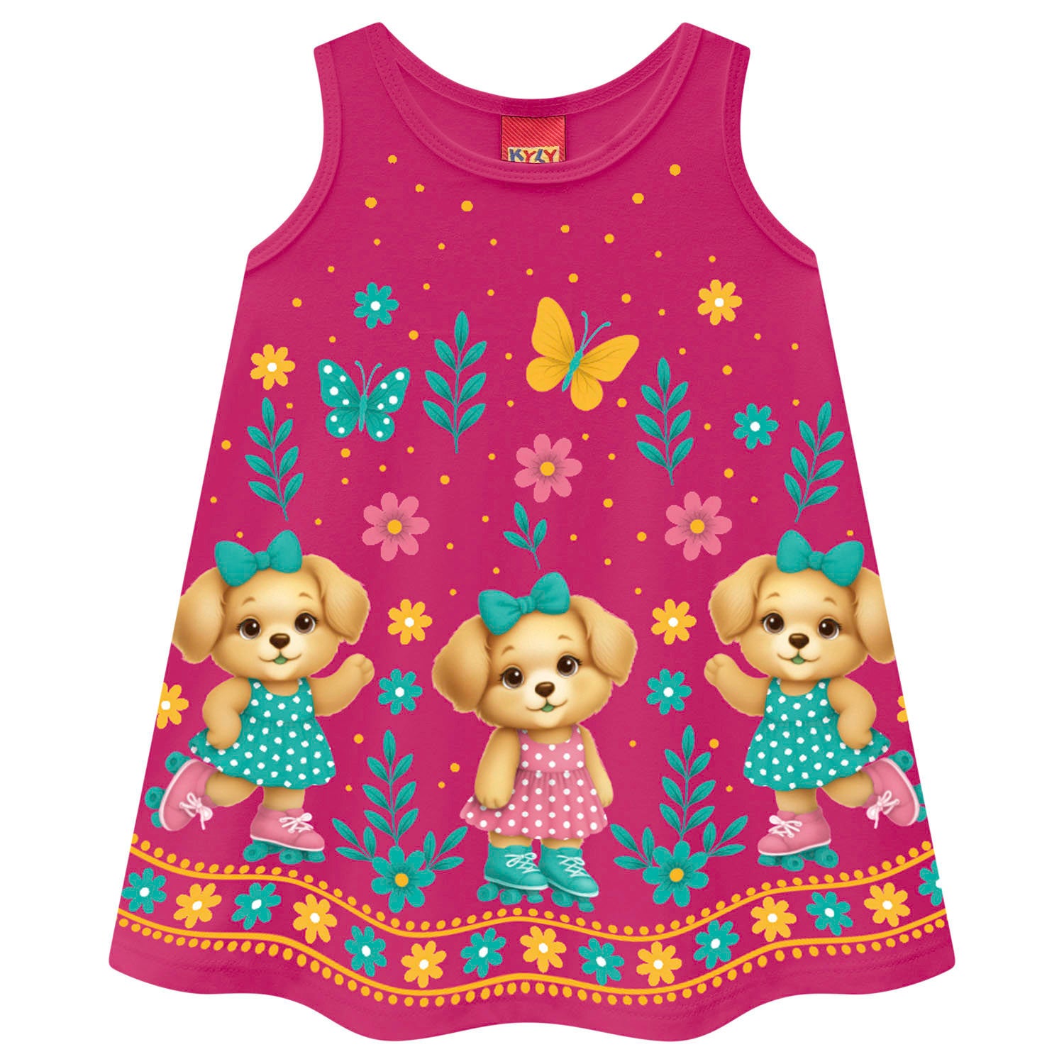 Vestido Infantil Kyly Cachorrinha de Patins Meia Malha