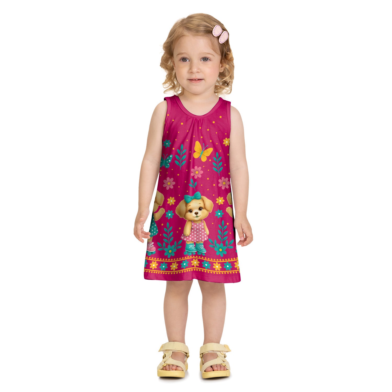 Vestido Infantil Kyly Cachorrinha de Patins Meia Malha