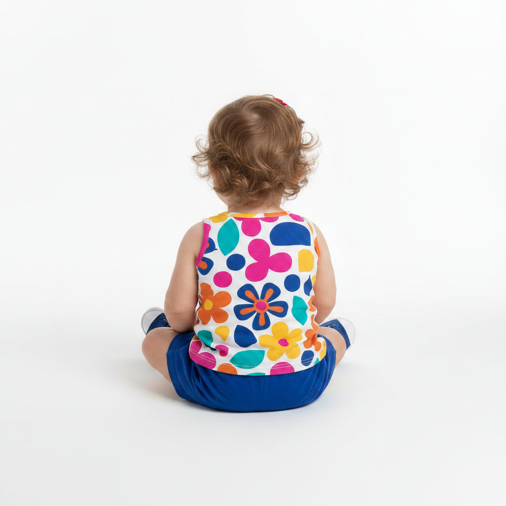 Conjunto Infantil Feminino Kyly Blusa Regata Florida e Shorts