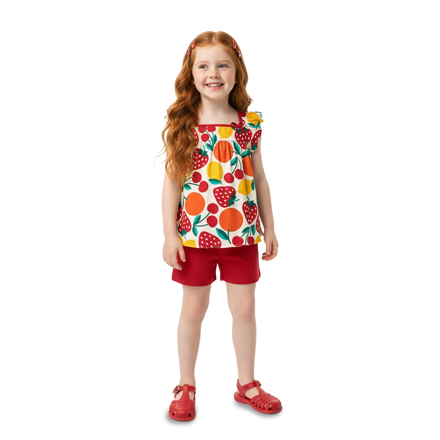 Conjunto Infantil Feminino Kyly Frutinhas Regata Batinha e Shorts