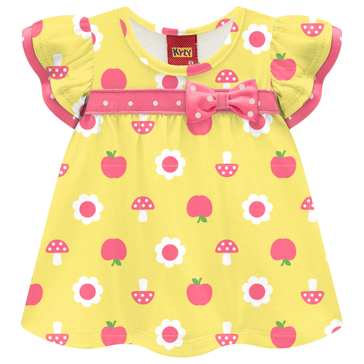 Conjunto Feminino Infantil Kyly Maçãs e Cogumelos