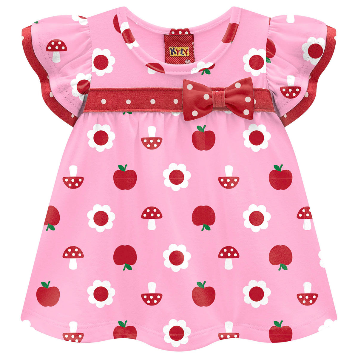 Conjunto Feminino Infantil Kyly Maçãs e Cogumelos