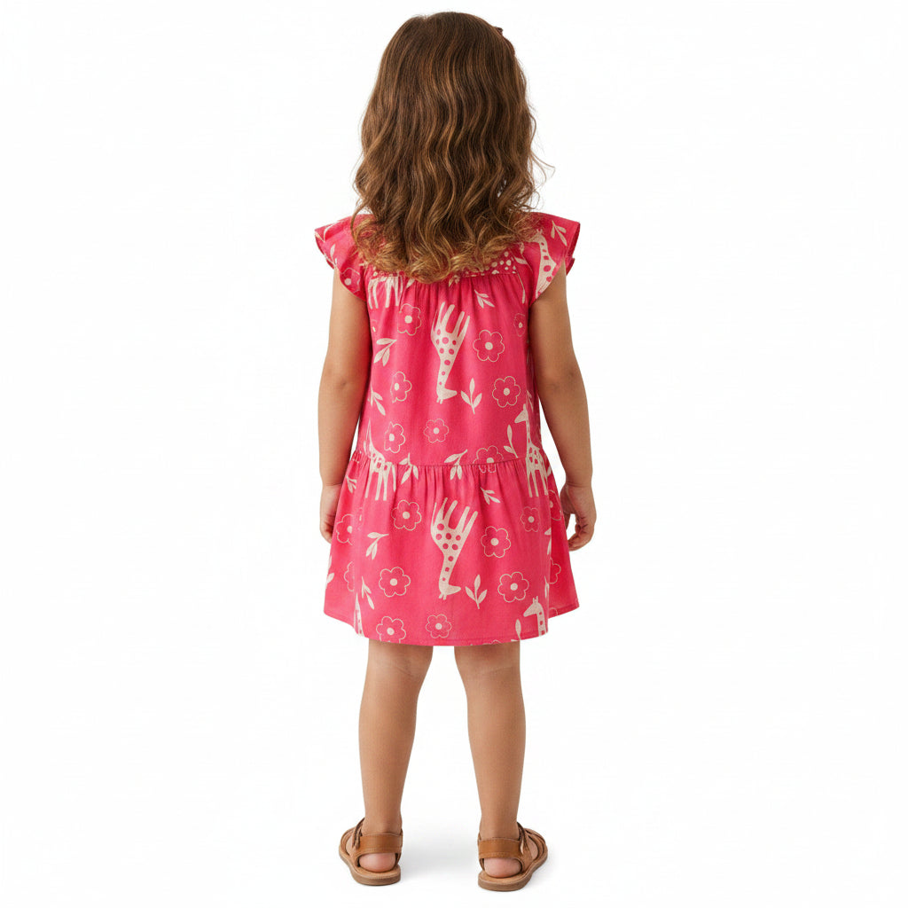 Vestido Infantil Feminino Kyly Girafinha Manga Curta com Babados