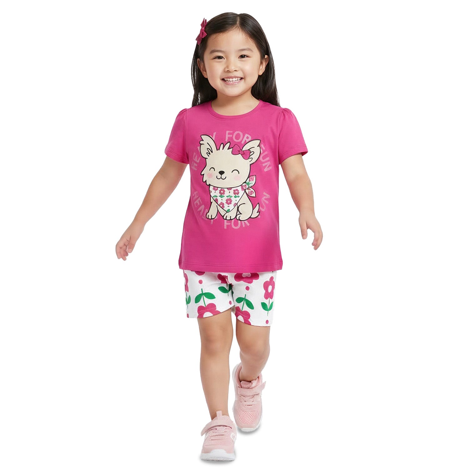 Conjunto Infantil Feminino Kyly Cachorrinha Ready For Fun Camiseta e Shorts