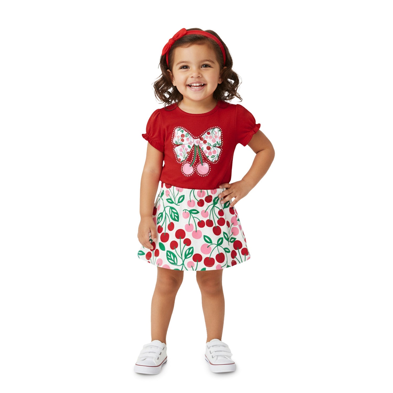 Conjunto Infantil Feminino Kyly Cerejas com Strass - Blusa + Short-Saia
