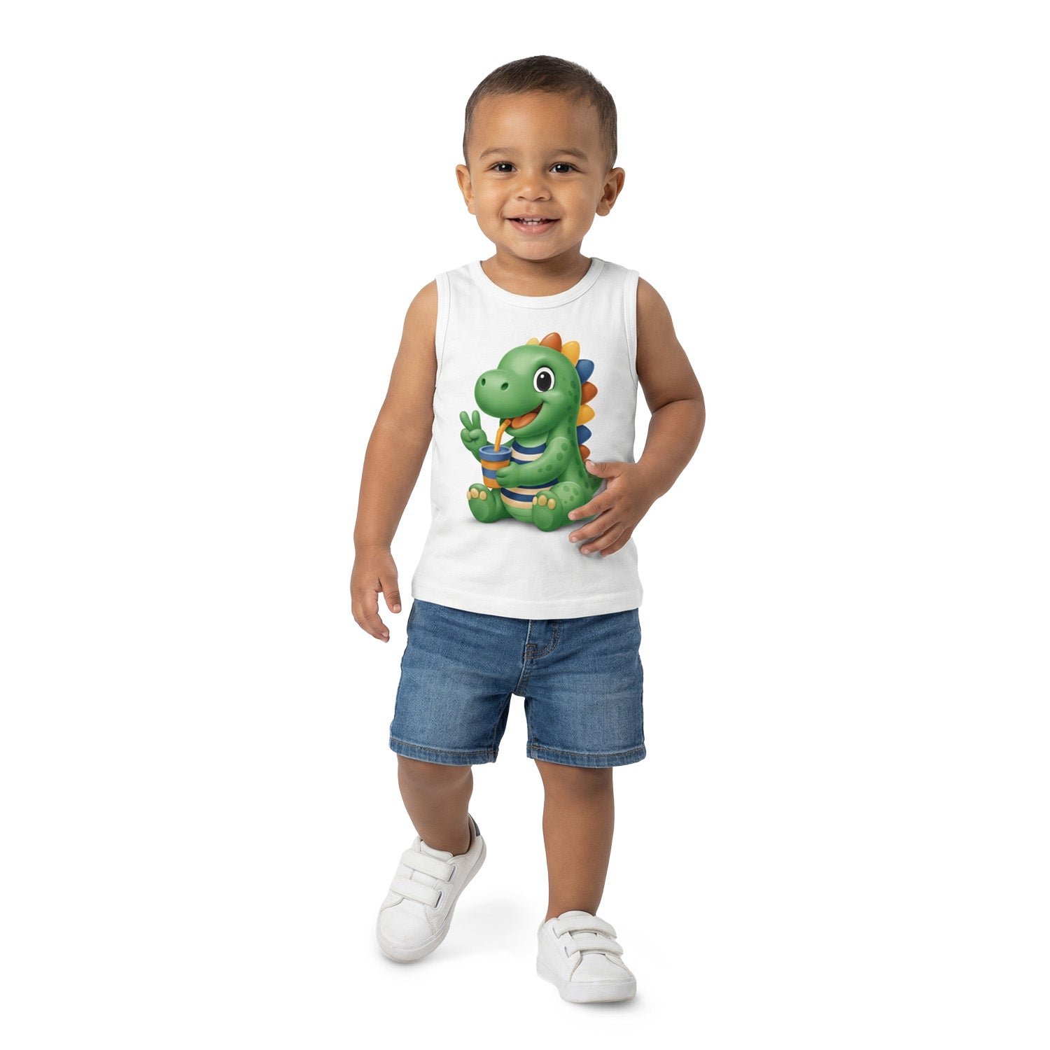 Camiseta Regata Infantil Masculina Kyly Dino Divertido Algodão