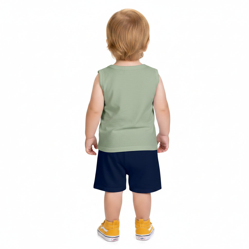 Conjunto Infantil Masculino Kyly Jacaré Big Waves Regata e Bermuda