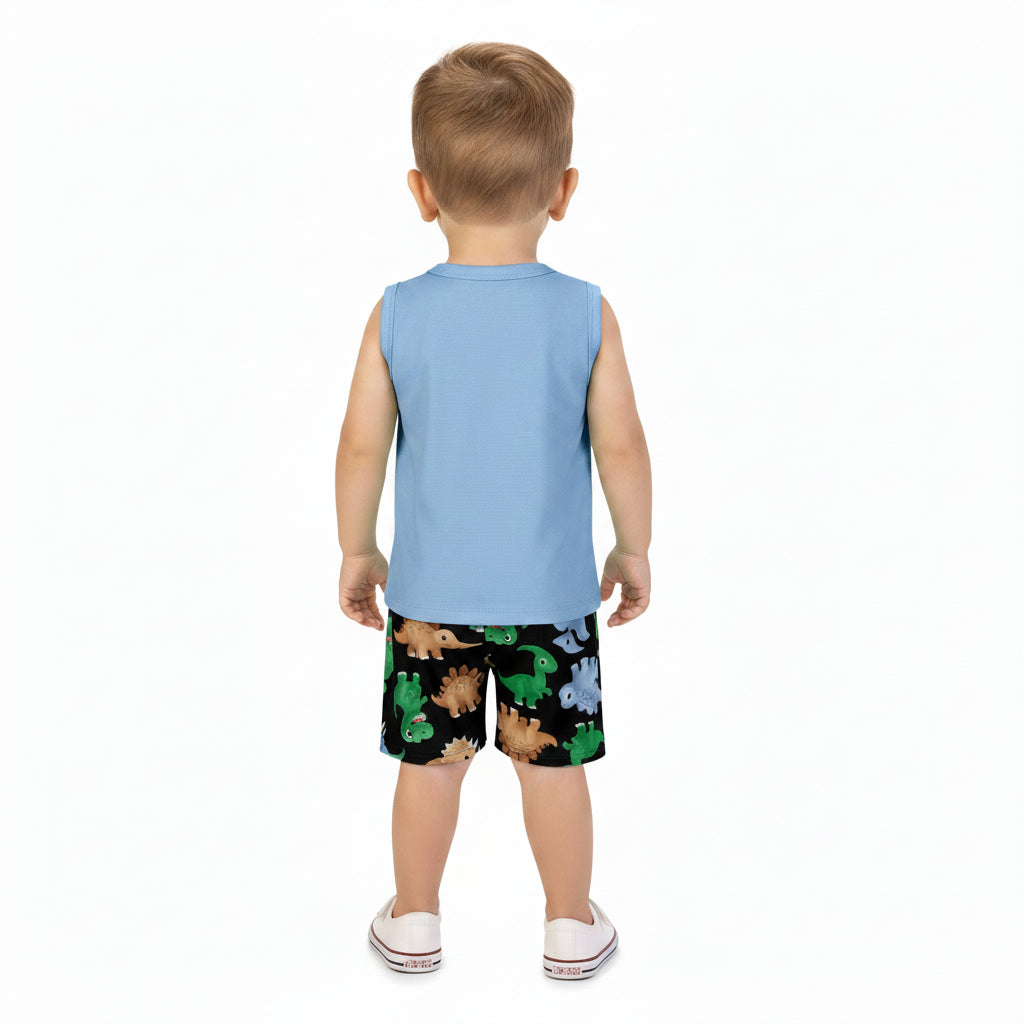 Conjunto Infantil Masculino Kyly Dino Adventure Regata e Bermuda