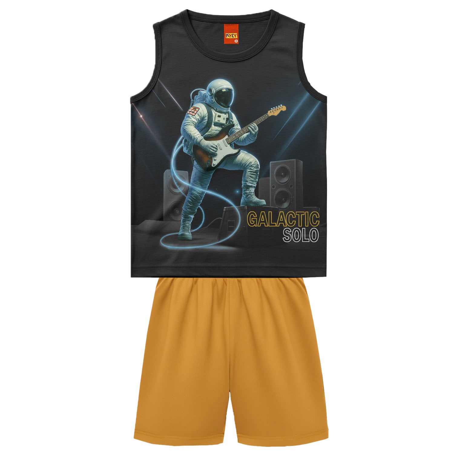 Conjunto Infantil Masculino Kyly Astronauta Galactic Solo Regata e Bermuda