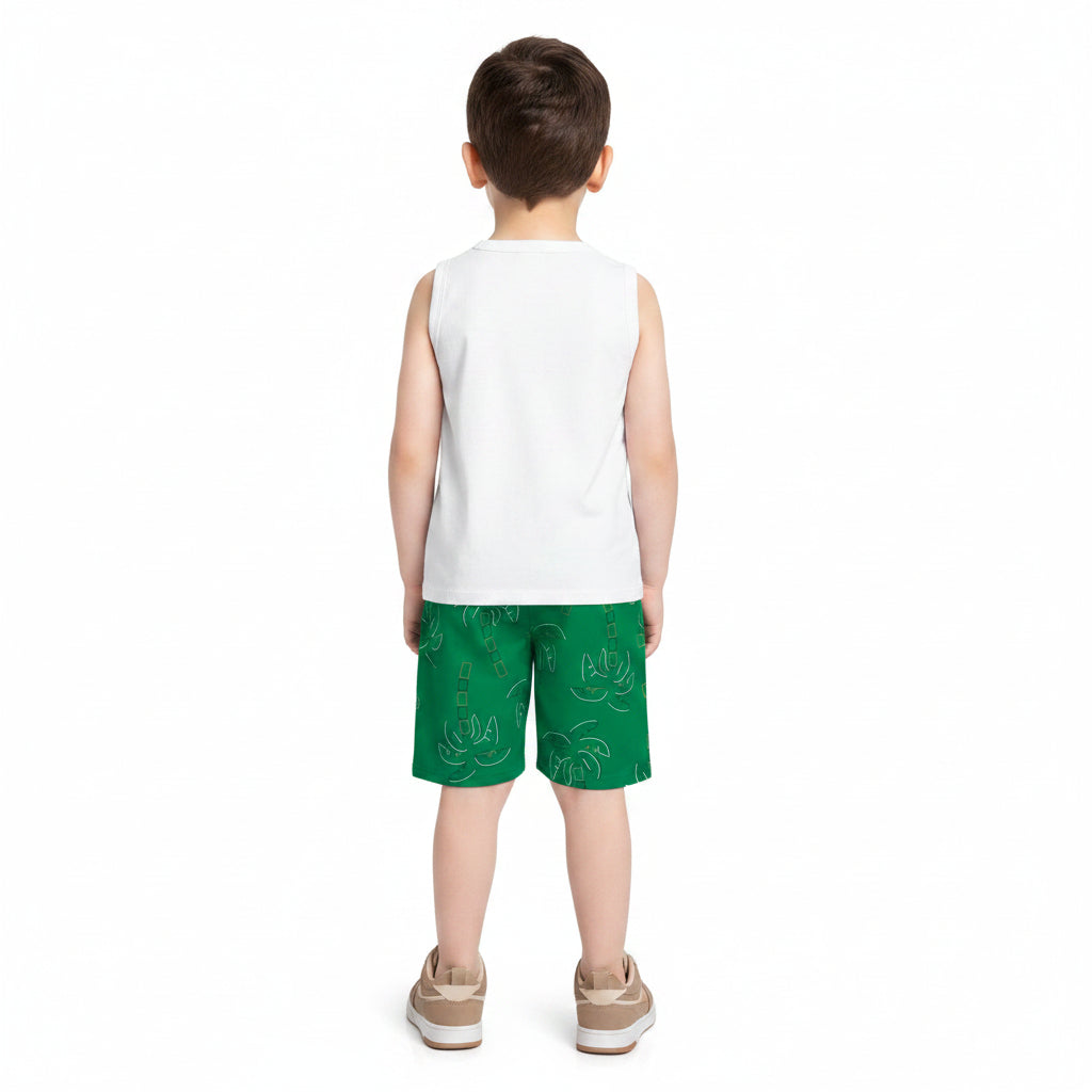 Conjunto Infantil Masculino Kyly Paradise Beach Regata e Bermuda