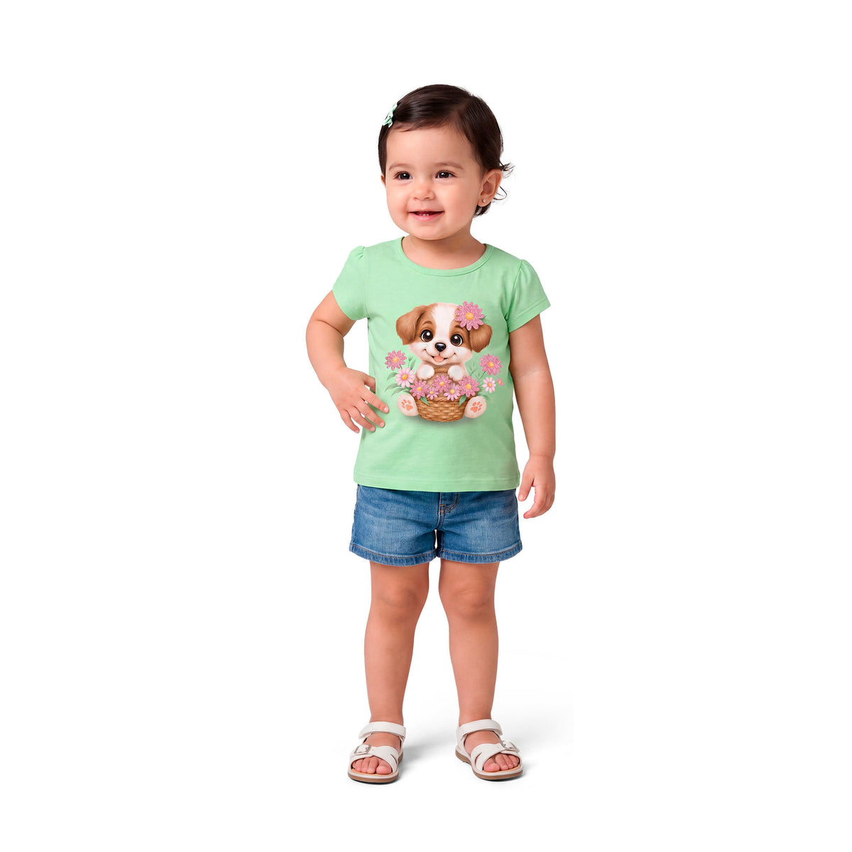 Blusa Infantil Feminina Kyly Bebê Cachorrinha Manga Curta