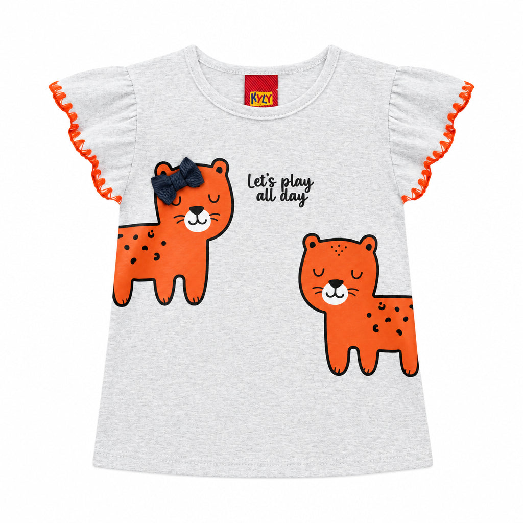 Conjunto Feminino Kyly Bebê Blusa e Short Oncinha