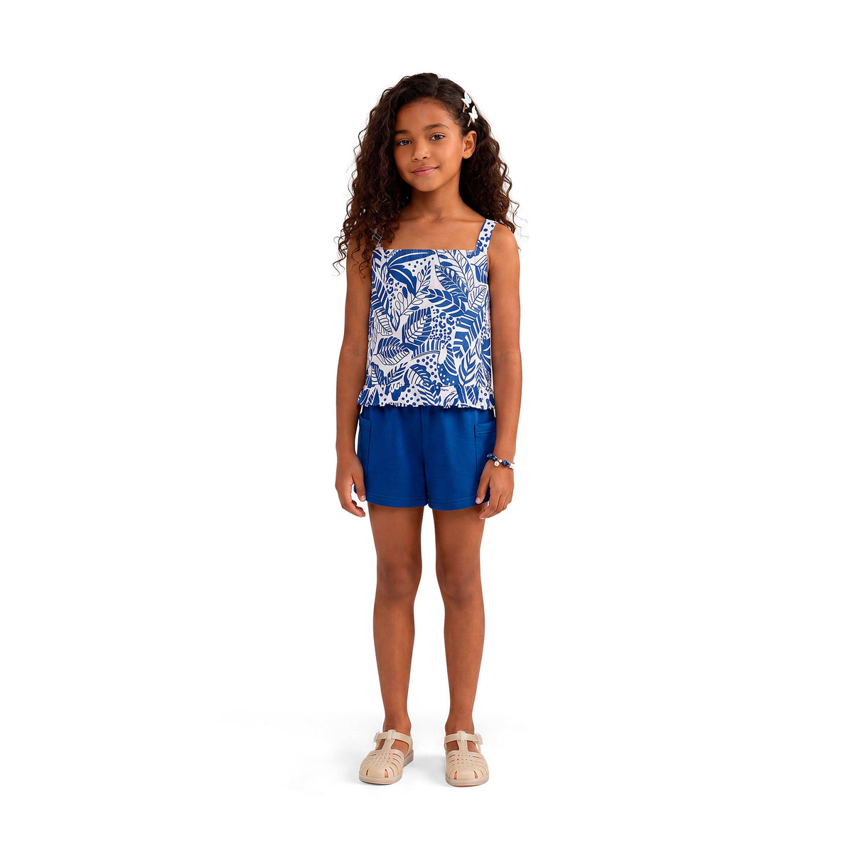Conjunto Infanto-Juvenil Feminino Kyly Estampa Folhas