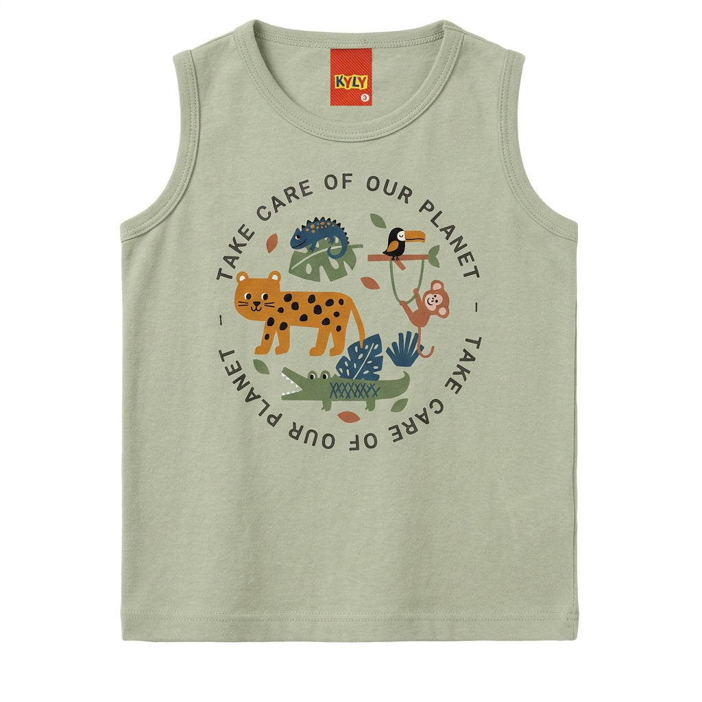 Conjunto Bebê Masculino Regata e Short Kyly Animais Planet