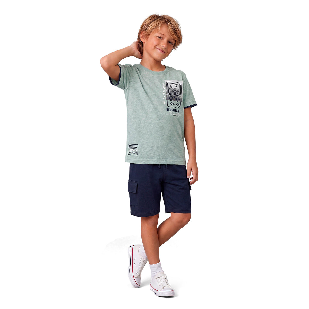 Conjunto Infantil Masculino Kyly Street Rules T-Shirt e Short Cargo