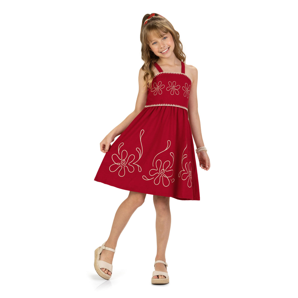 Vestido Infantil Feminino Kyly de Alcinha com Floral
