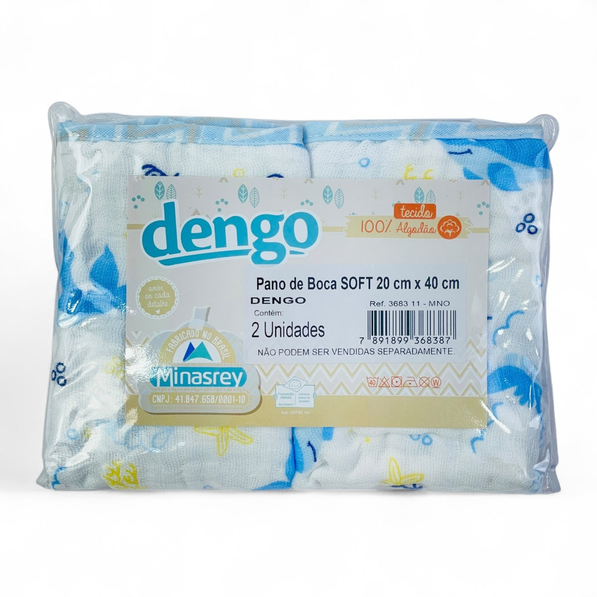 Pano De Boca Soft Dengo MinasRey Com Bainha Estampado 2 peças