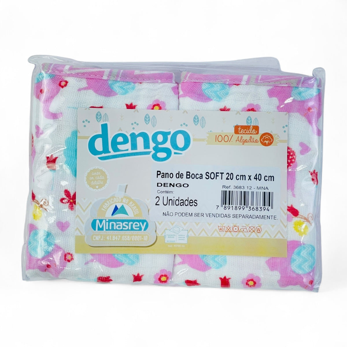 Pano De Boca Soft Dengo MinasRey Com Bainha Estampado 2 peças