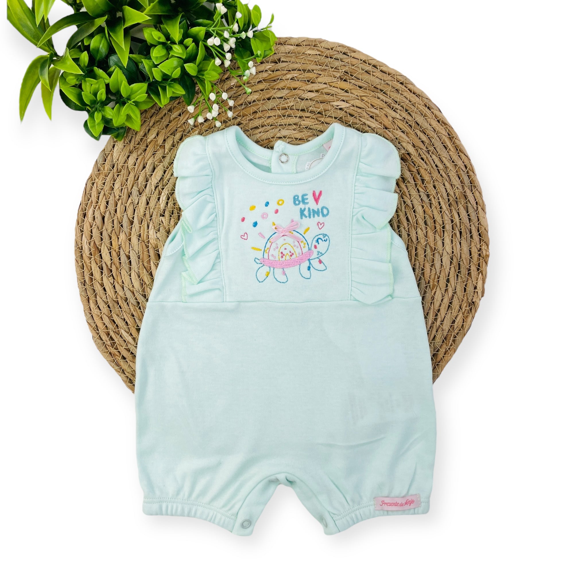 Macacão Presente De Anjo Bebê Menina Curto Tartaruga