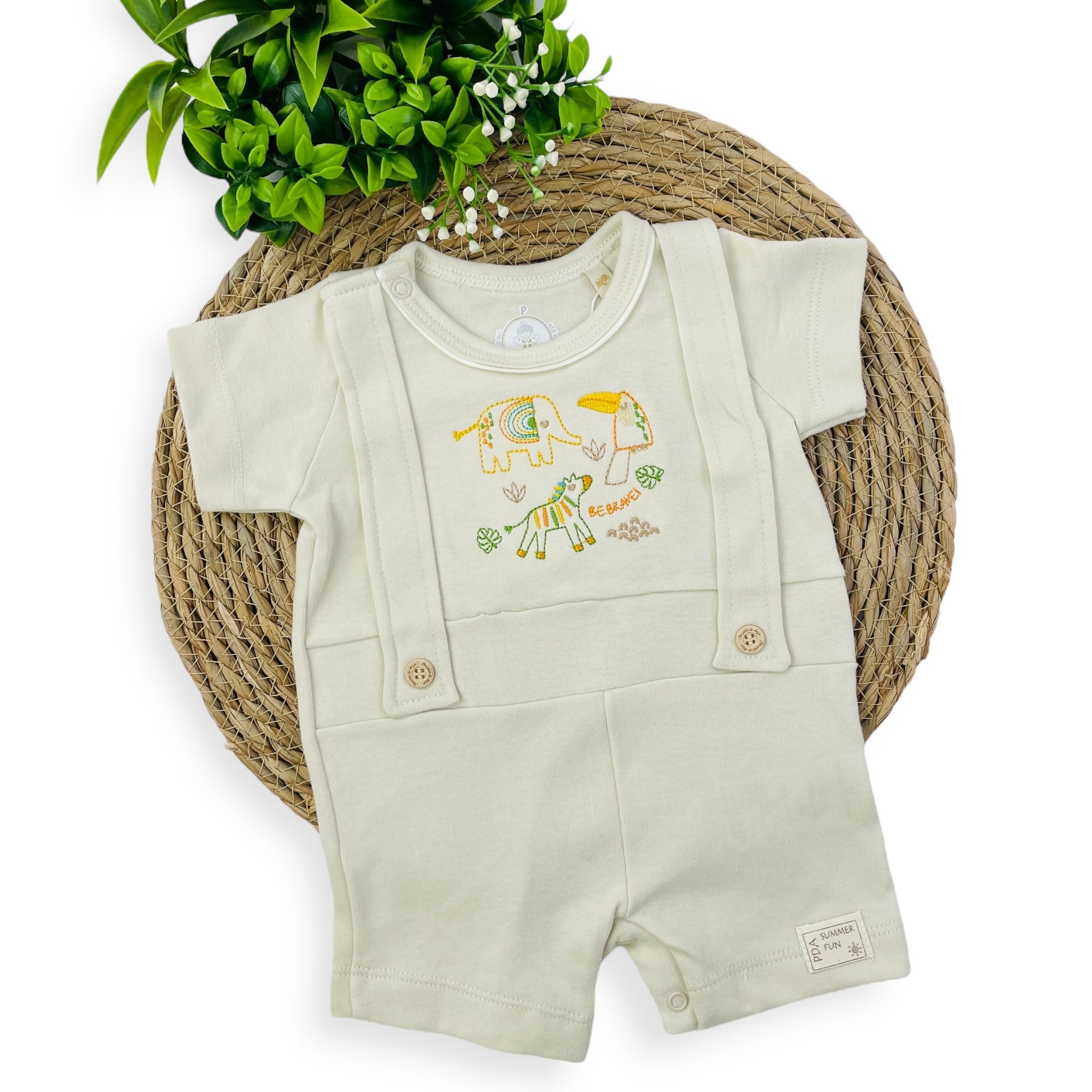 Macacão Presente De Anjo Bebê Menino Curto Safari