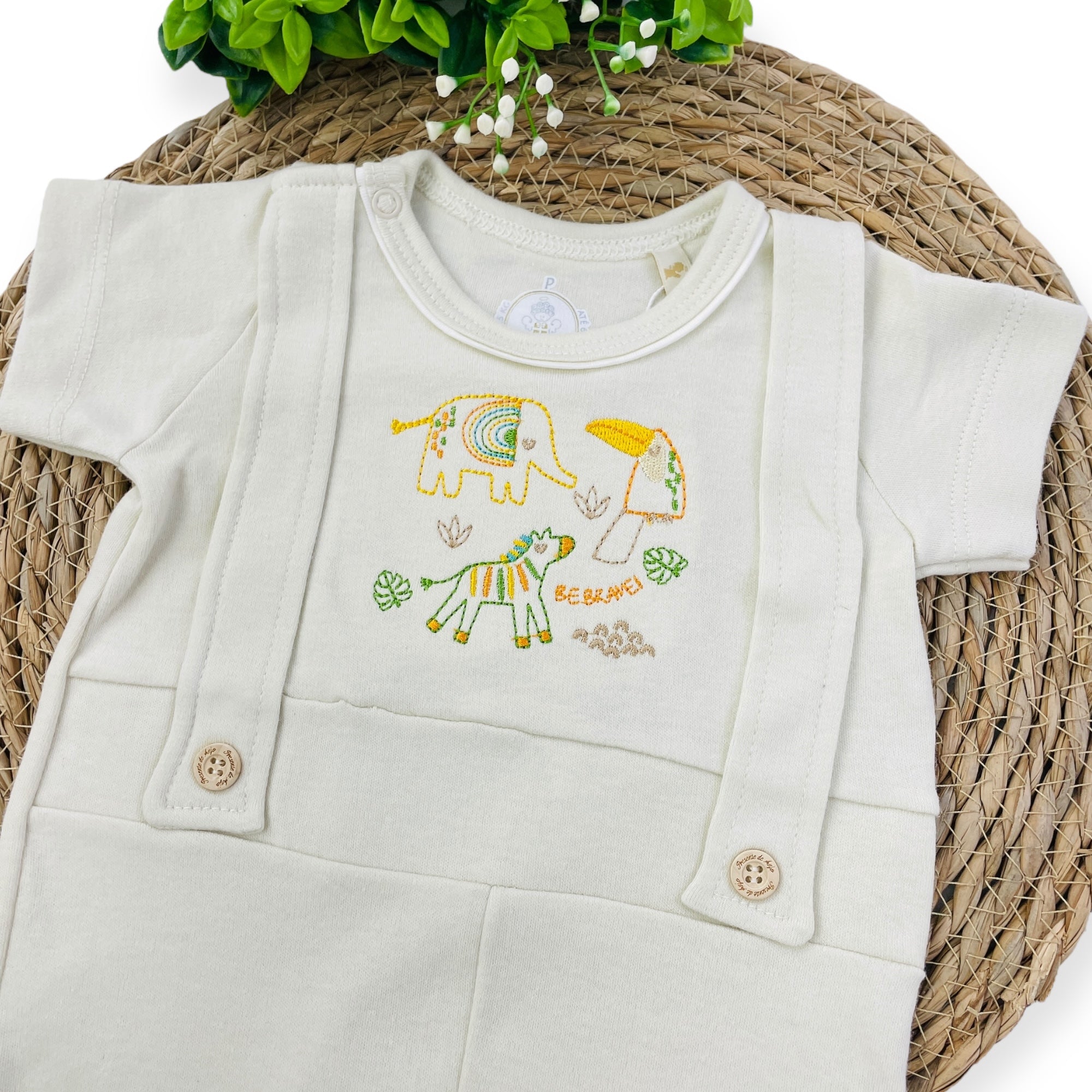 Macacão Presente De Anjo Bebê Menino Curto Safari