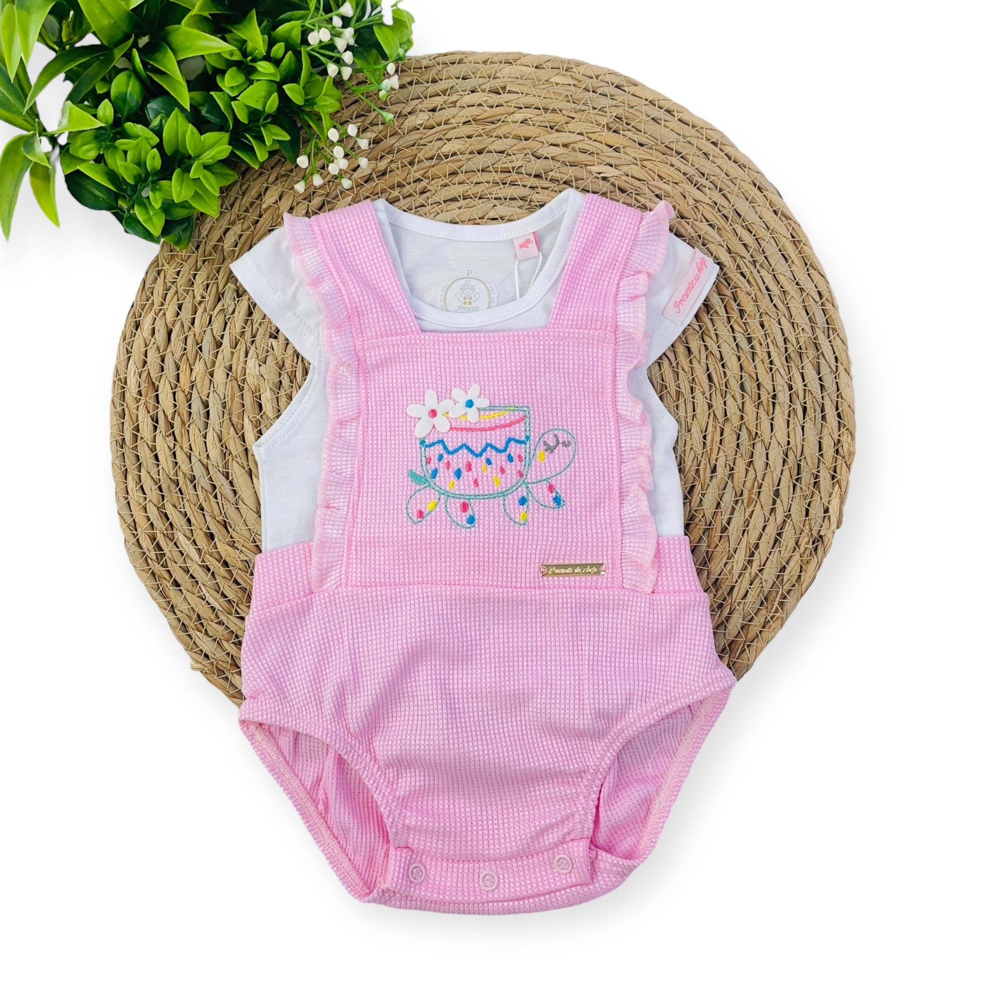 Conjunto Presente De Anjo Bebê Menina Romper Tartaruga