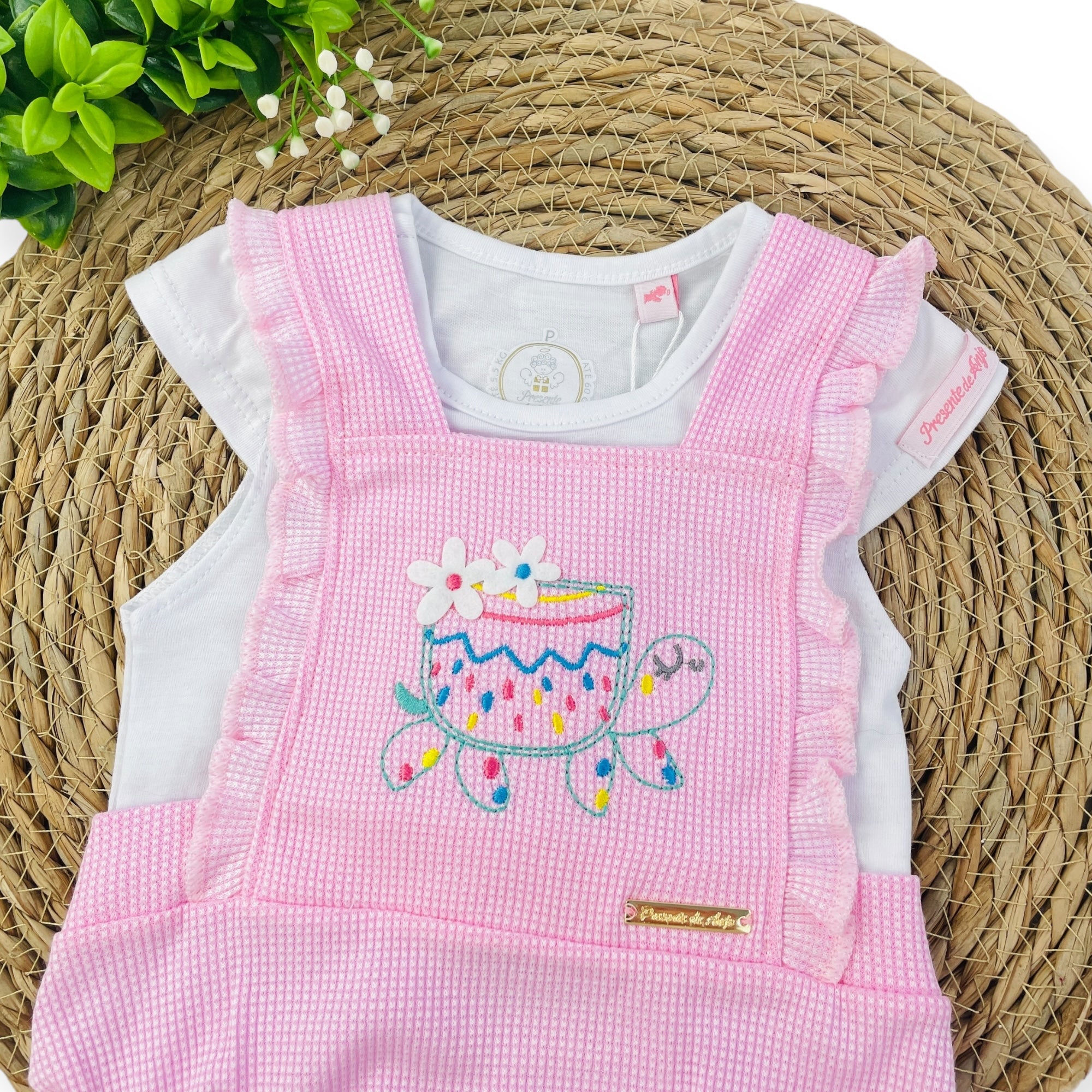 Conjunto Presente De Anjo Bebê Menina Romper Tartaruga