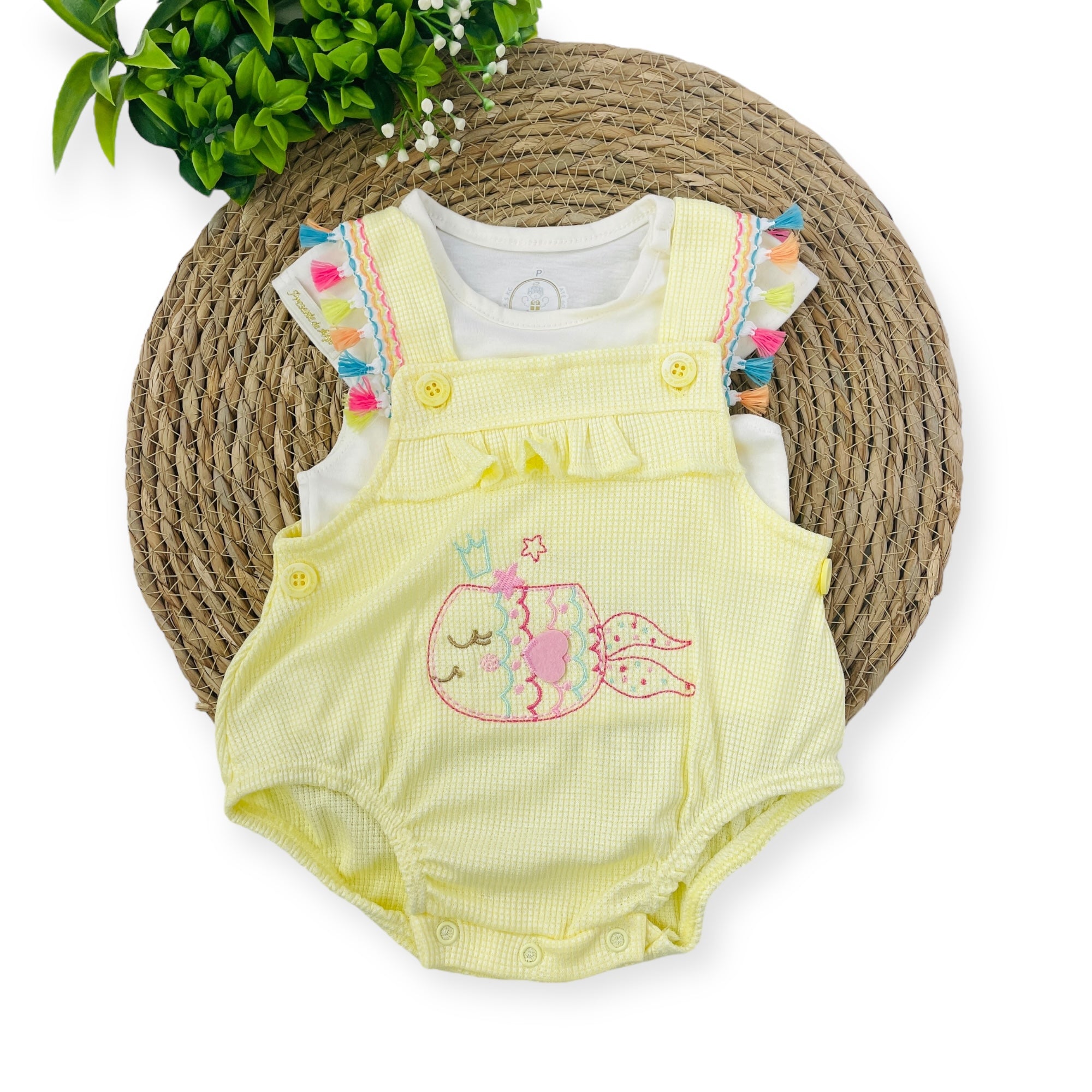 Conjunto Presente De Anjo Bebê Menina Romper Peixe