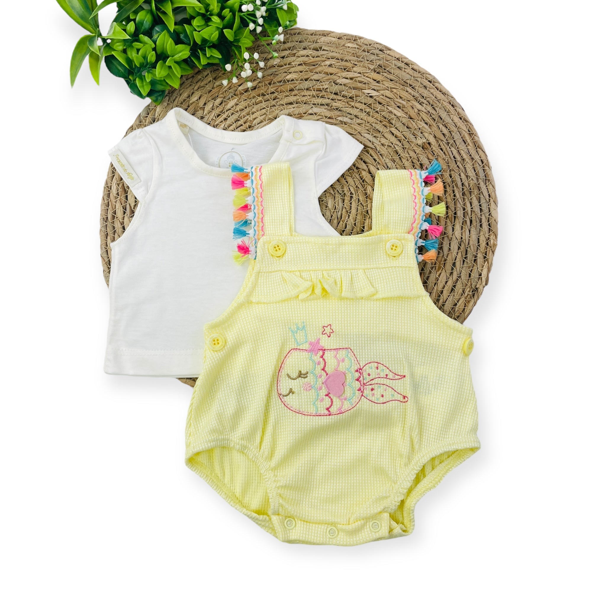Conjunto Presente De Anjo Bebê Menina Romper Peixe