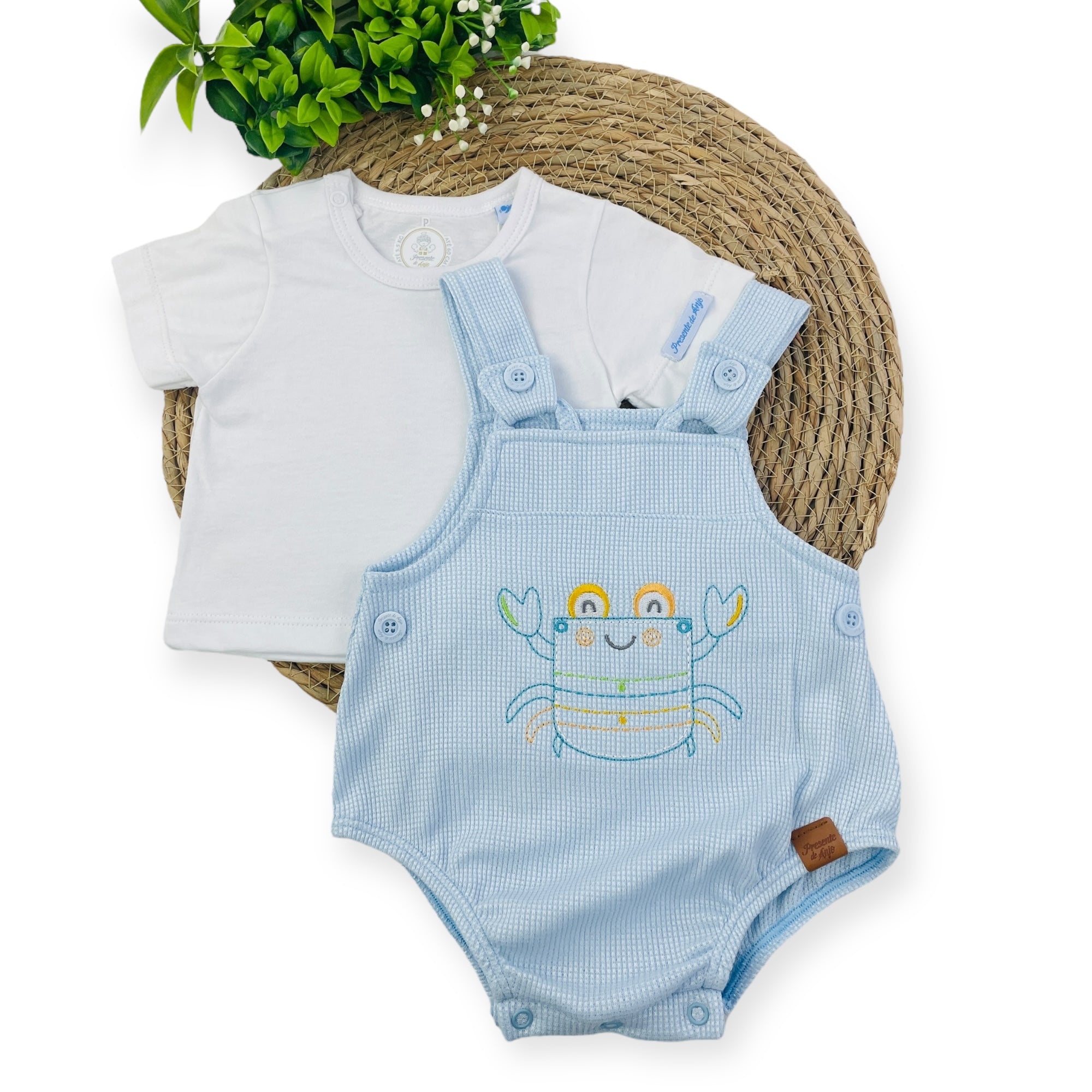Conjunto Presente De Anjo Bebê Menino Romper Siri