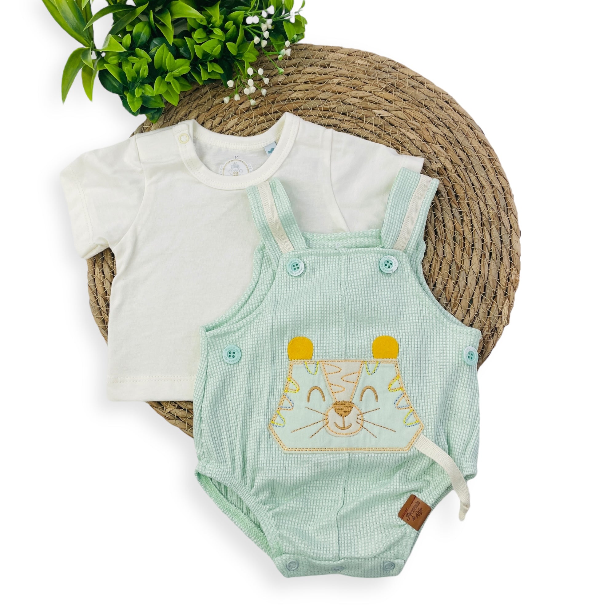 Conjunto Presente De Anjo Bebê Menino Romper Tigre