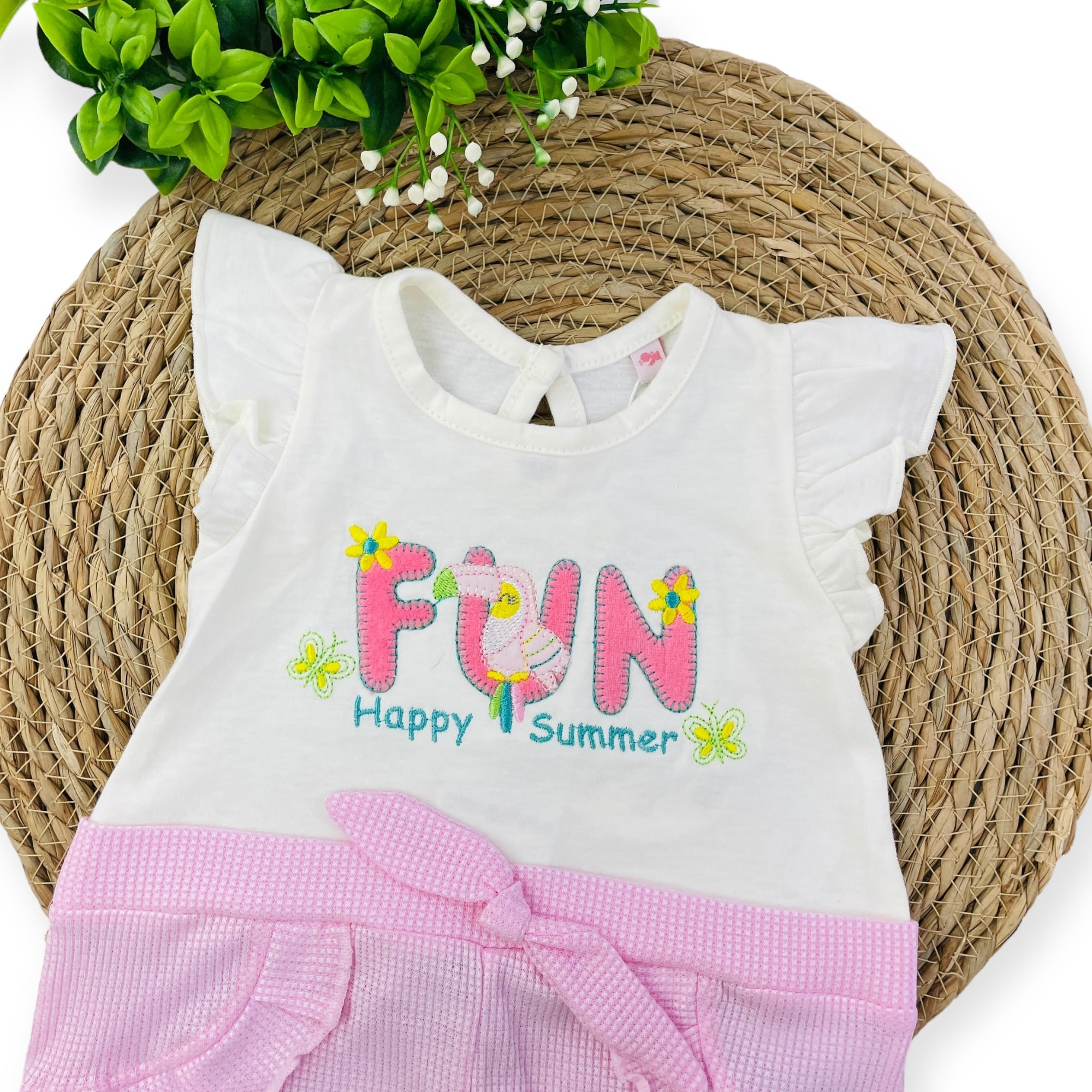 Macacão Presente De Anjo Bebê Menina Curto Fun Happy Summer