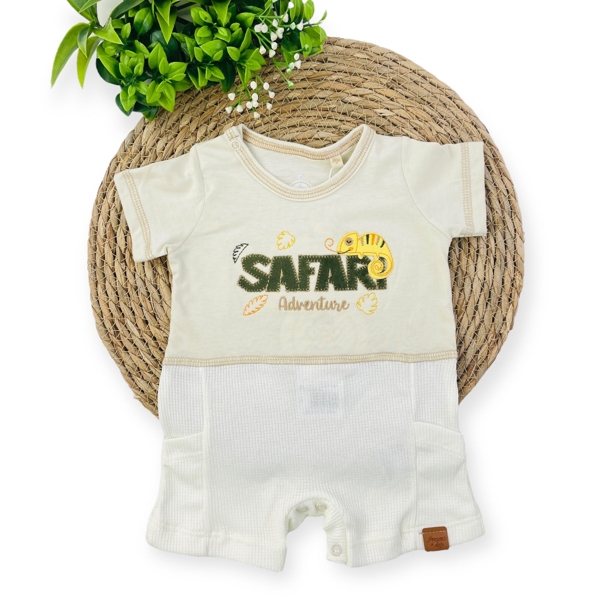 Macacão Presente De Anjo Bebê Menino Curto Safari Adventure
