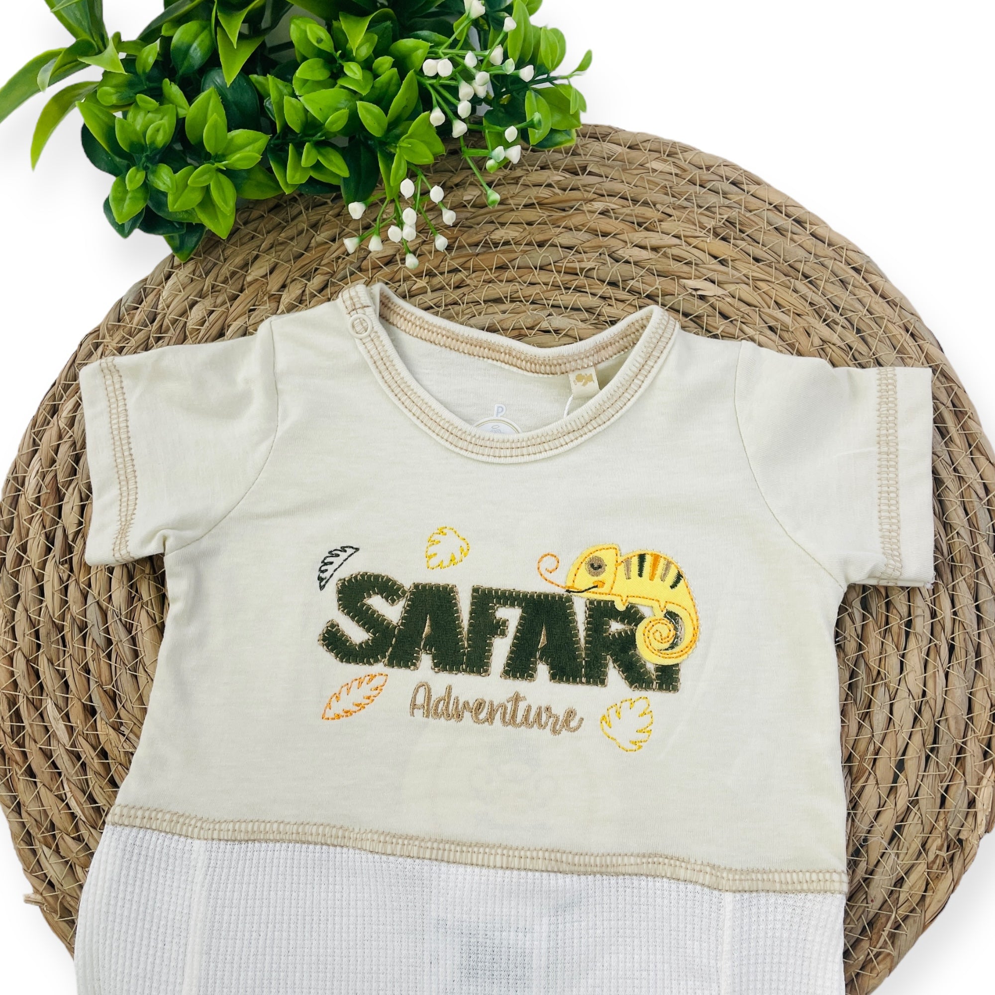 Macacão Presente De Anjo Bebê Menino Curto Safari Adventure