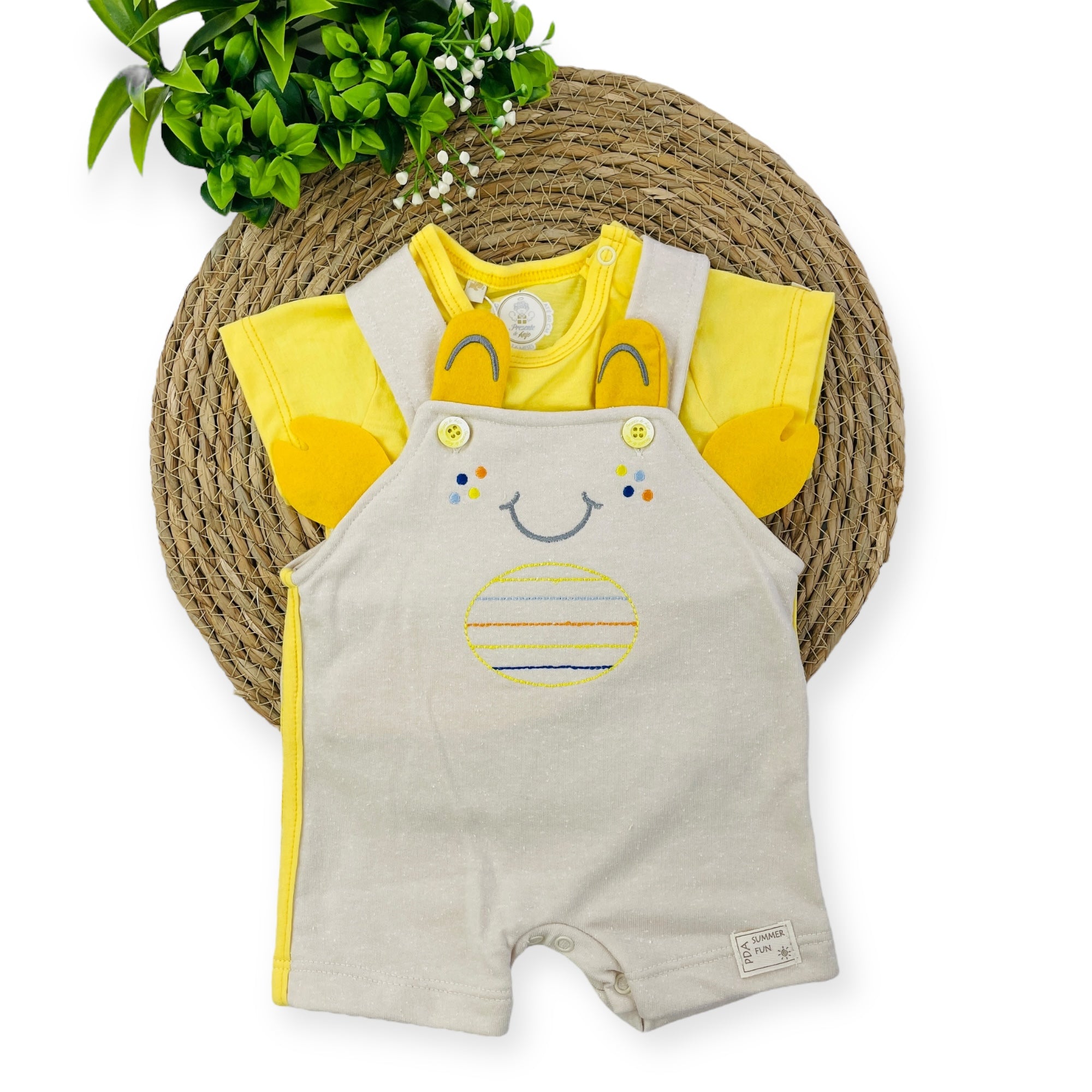 Conjunto Jardineira Presente De Anjo Bebê Menino Carangueijo