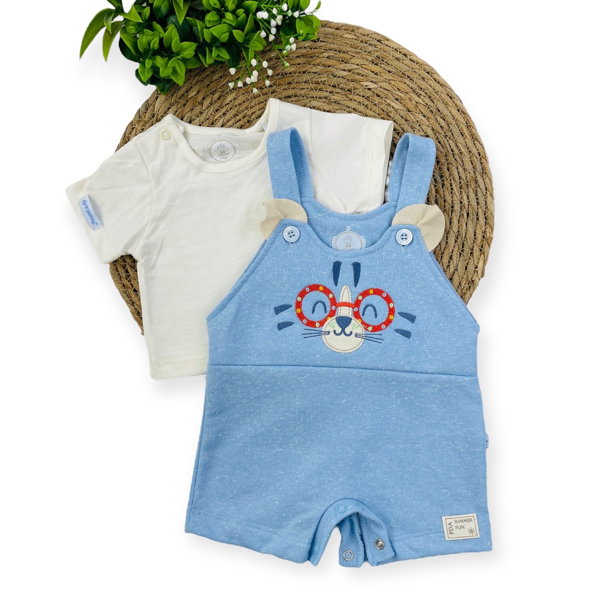 Conjunto Jardineira Presente De Anjo Bebê Menino Tigre