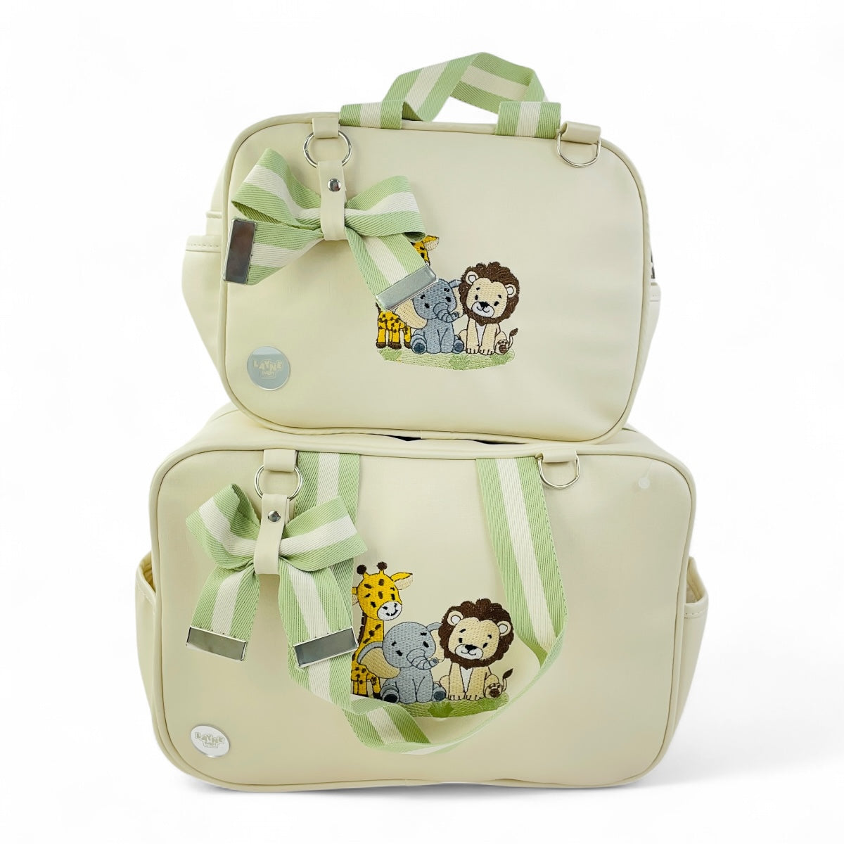 Kit Bolsas Layne Baby Bordada Perolada Safari 2 Peças